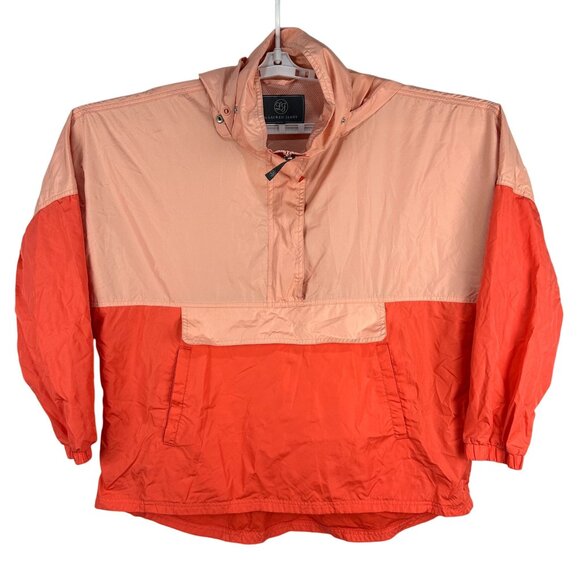 Lauren James Colorblock Windbreaker Jacket Size XL Peach & Coral - Picture 1 of 5